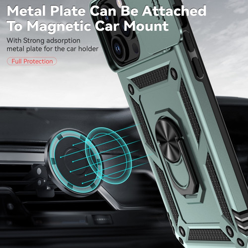 iPhone 15 Pro Max Sliding Camshield Holder Phone Case - Dark Green